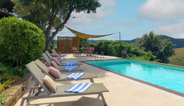 Traditional Tuscan villa on hill with pool